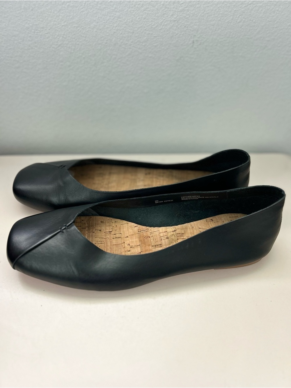 Korks Padilla Leather Square Toe Ballet Flat Size 9 Black